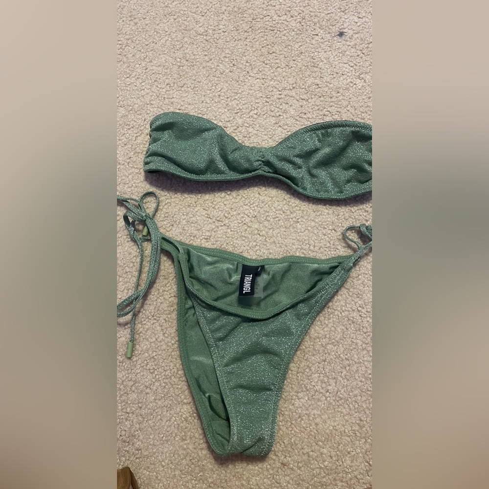 Green sparkle triangl bikini